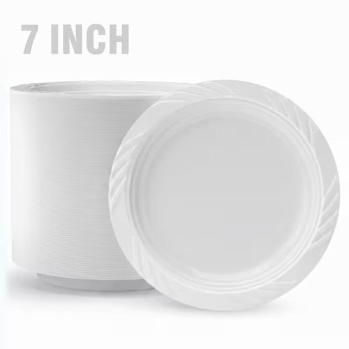 100 White 7-Inch (19 cm) Plates Heavy-Duty