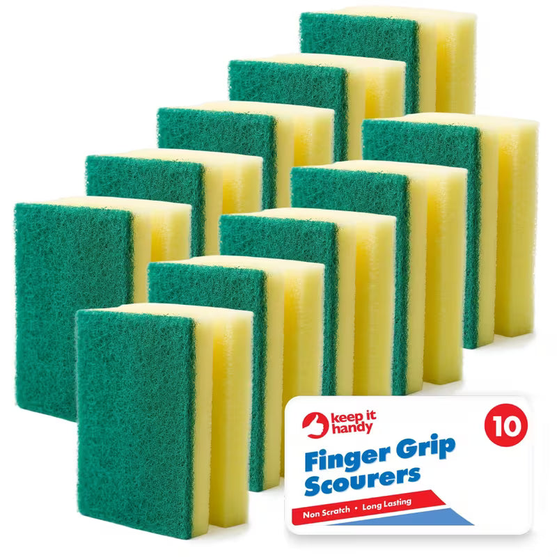 10 Pack Kitchen Scourers with Finger Grip