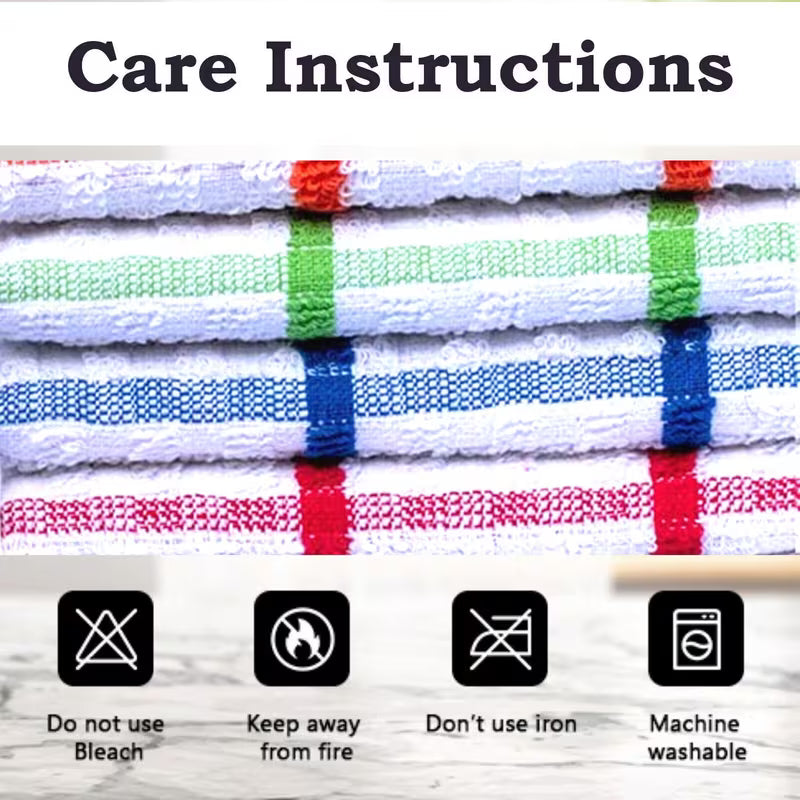 10 Pack Large Check Tea Towels 40x60cm 100% Cotton