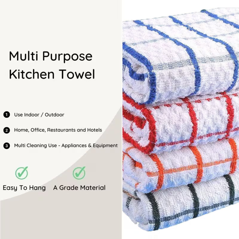 10 Pack Large Check Tea Towels 40x60cm 100% Cotton