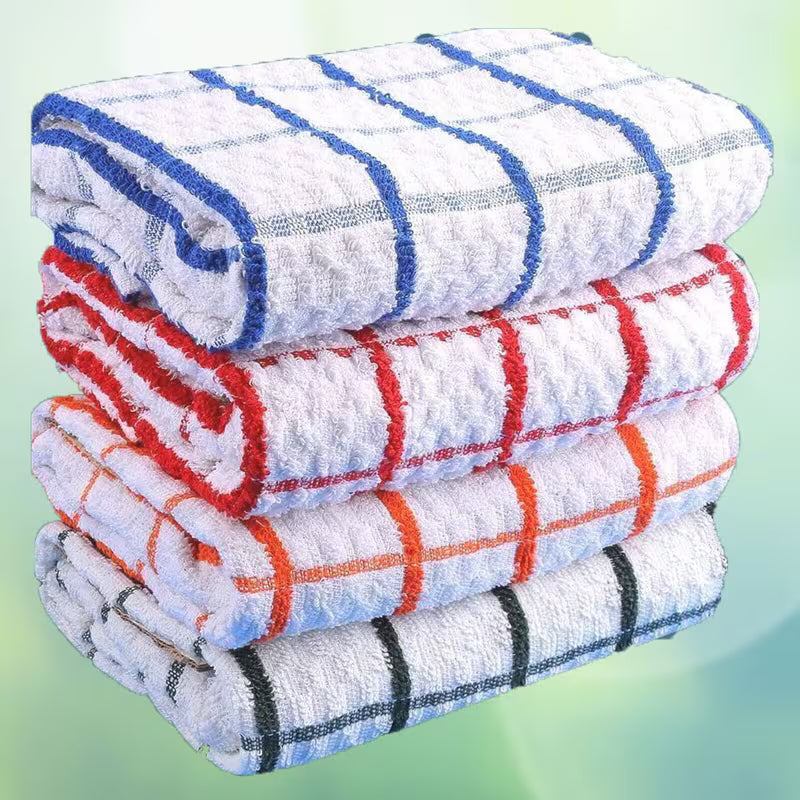 10 Pack Large Check Tea Towels 40x60cm 100% Cotton