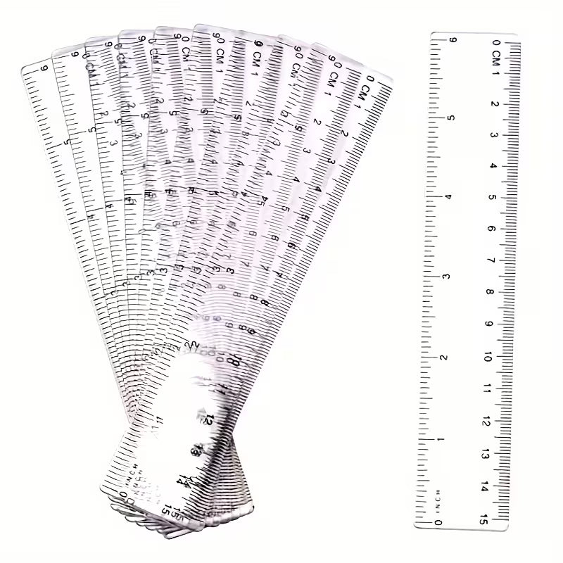 10pcs/pack Clear Plastic Ruler 15cm 6 Inch Straight Ruler Transparent Plastic Ruler Kit Measuring Tool for Student School Office