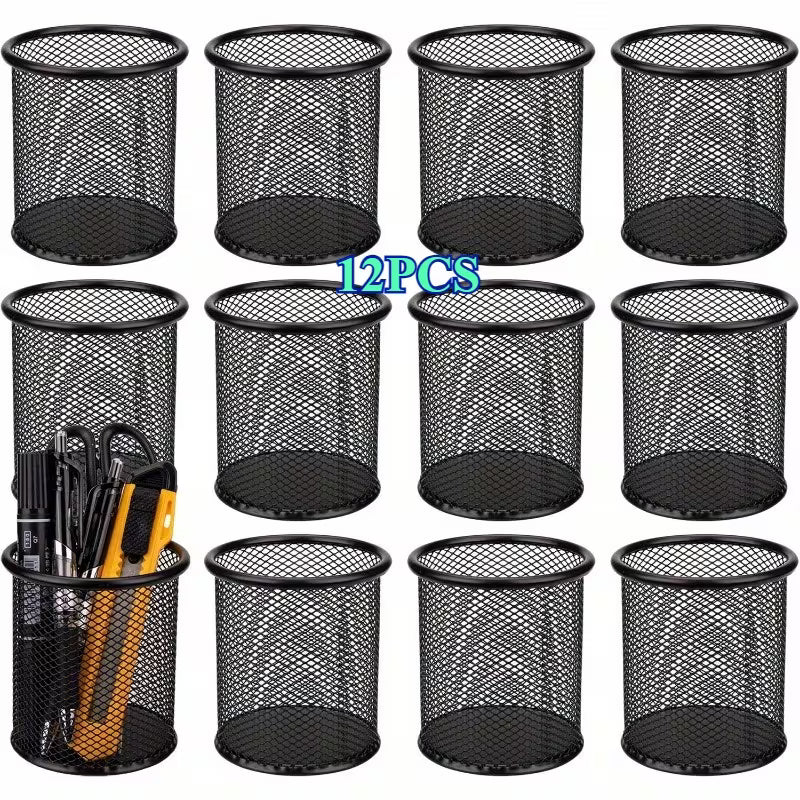 12-pack metal pen holder, wire mesh pen holder, portable pen storage box, pencil holder, suitable for office desk