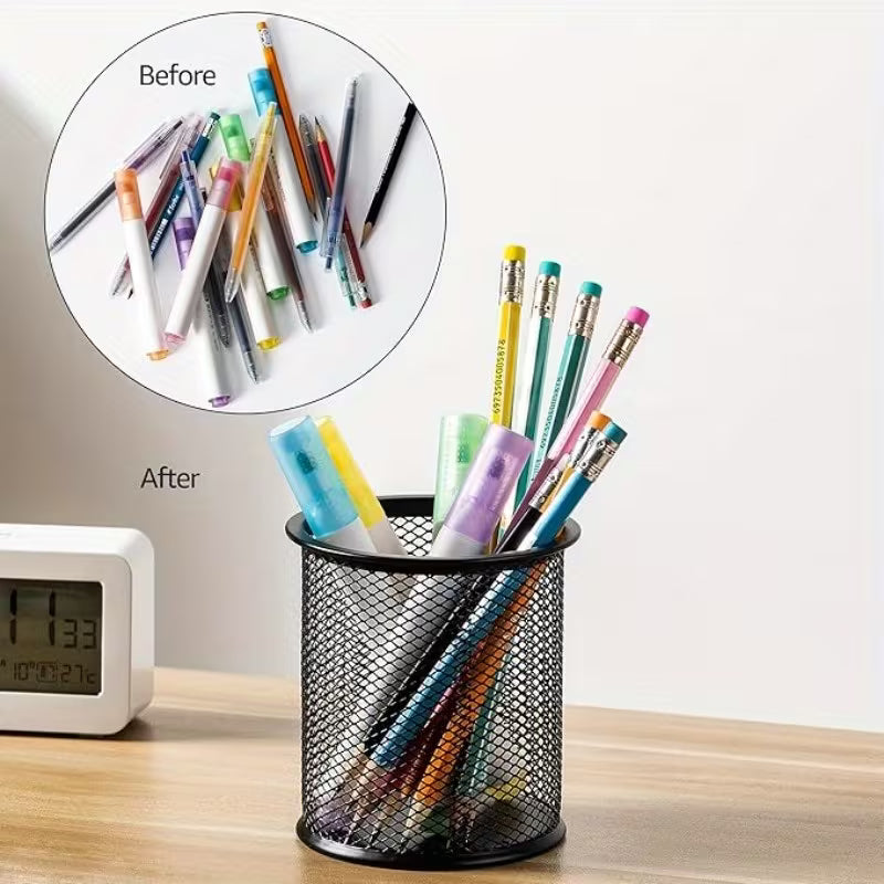 12-pack metal pen holder, wire mesh pen holder, portable pen storage box, pencil holder, suitable for office desk