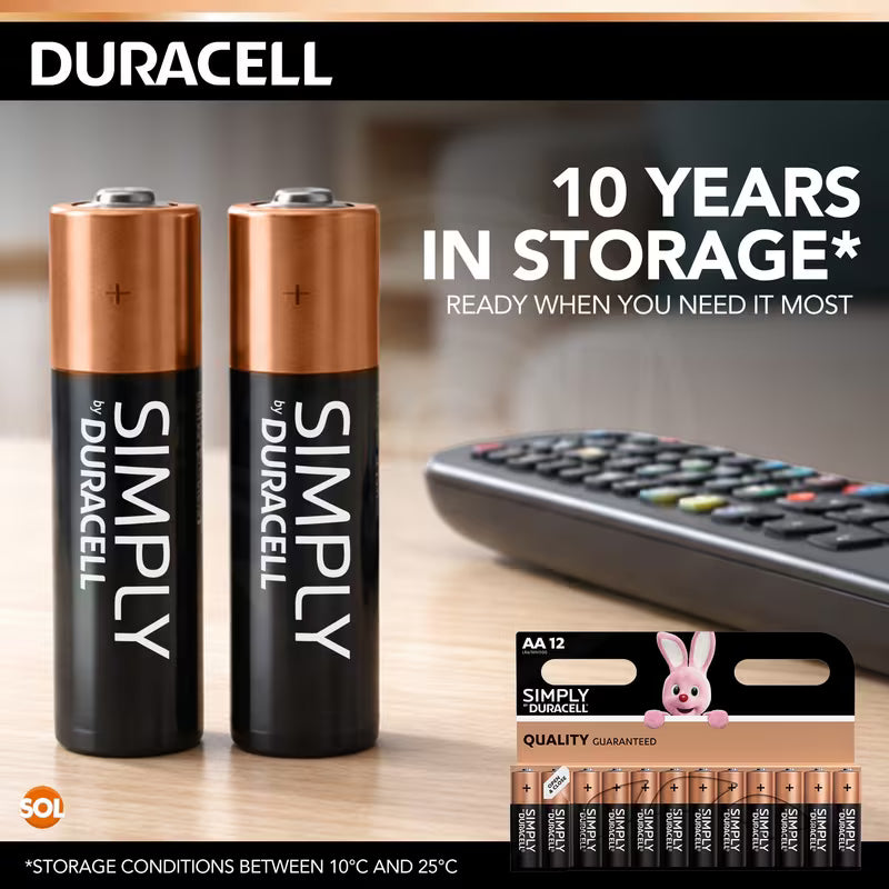 12 Pack Duracell Simply AA Batteries