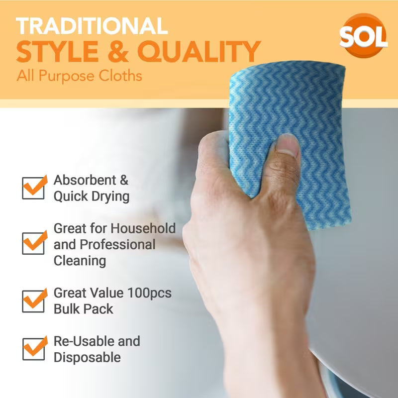 200pk All Purpose Cleaning Cloths Blue