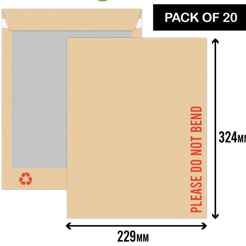 20pcs A5 Manilla Hard Board Back Envelopes