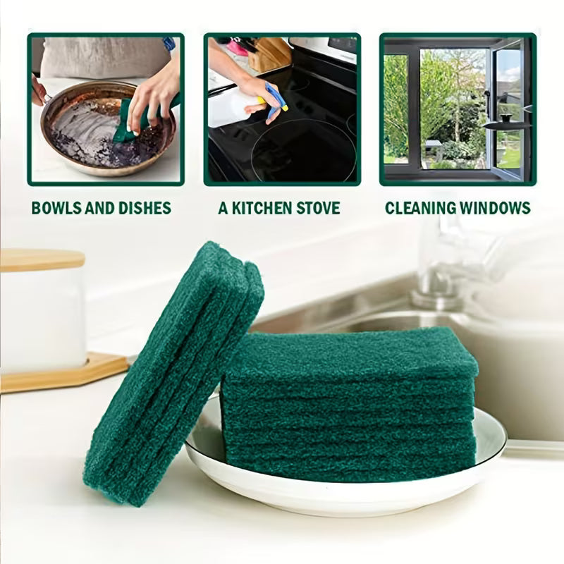 24pcs Green Microfiber Cleaning Sponges, Vintage Style, Polyester Kitchen Scrubbers, Dishwashing Brushes, Pot Cleaners, Low Lint, Machine Washable, Rectangular Shape, Suitable for Home Kitchen Use
