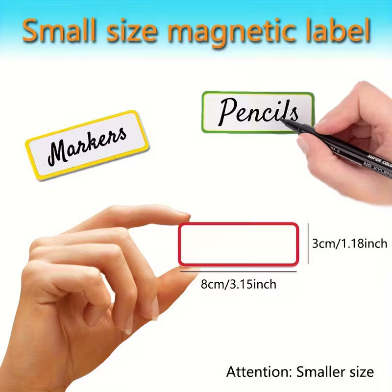 27-Pack Erasable Label Board with Dry Erase Markers, Writable Magnetic Dry Erase Stickers for Homework, Refrigerator Notes, Whiteboard Magnetic Stickers for Office and Home, Reusable for Writing