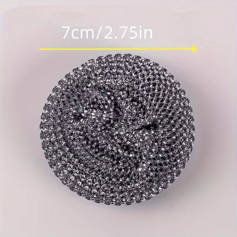 2pcs/Stainless Steel Sponge Handle Scrub Bru Nsh Kitchen Cleaning Tool, On-Scratch Nano Wire Detachable Stain Removal Ball for Home Use, No Residue Multi-Purpose Cleaning Brushp