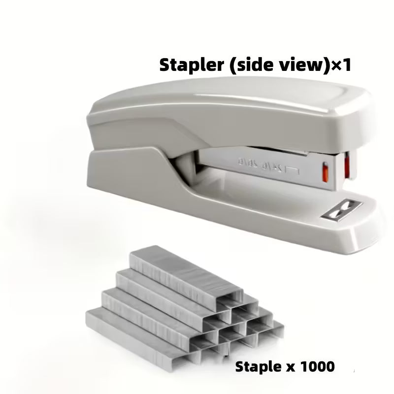 Stapler Set Includes Stapler and a Box of Staples/Cards, Suitable for Office, School, and Home Use, Black and White