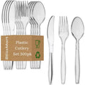 300pcs Heavy Duty Clear Plastic Cutlery Set Premium Quality Washable &amp; Reusable