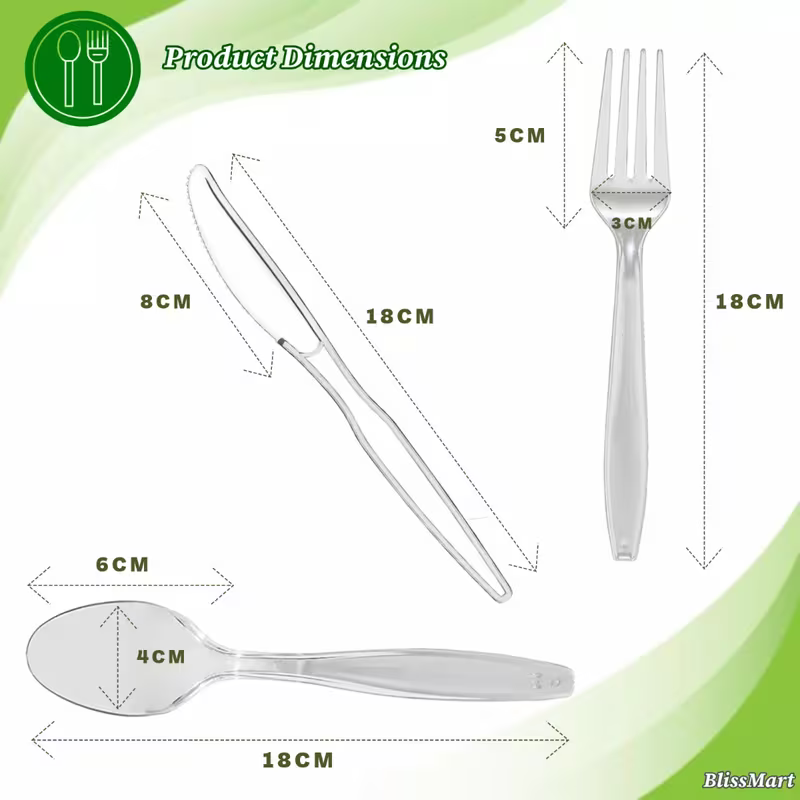 300pcs Heavy Duty Clear Plastic Cutlery Set Premium Quality Washable &amp; Reusable