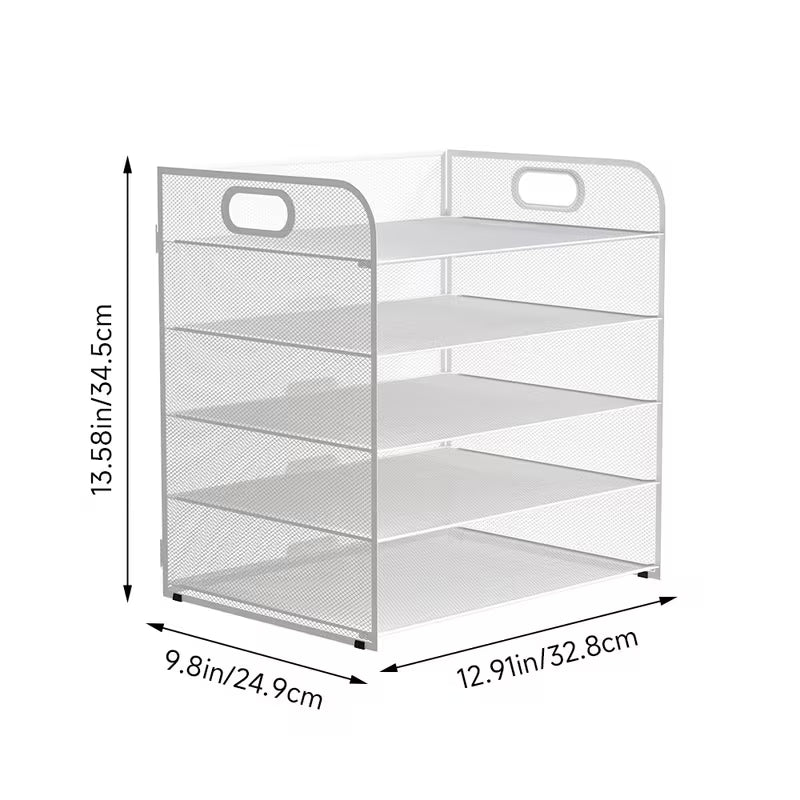 3/5 Tier Desktop Organization Rack Mesh File Tray with Handle