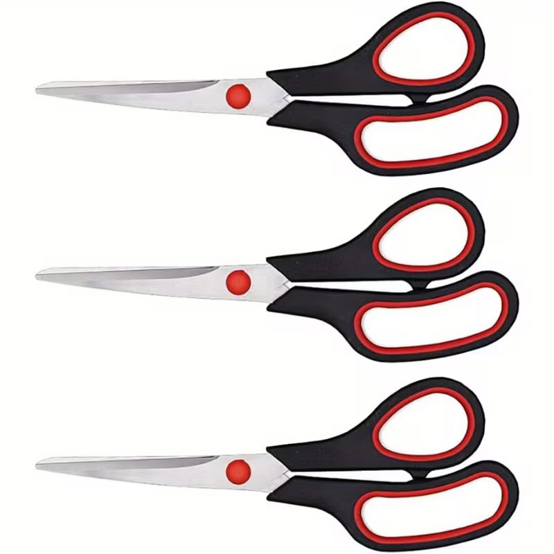 3pcs Stainless Steel Multipurpose Scissors, 21.59 cm Ultra Sharp Shears with Comfort Grip Handles for Household, Office, and Crafts