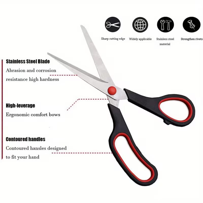 3pcs Stainless Steel Multipurpose Scissors, 21.59 cm Ultra Sharp Shears with Comfort Grip Handles for Household, Office, and Crafts