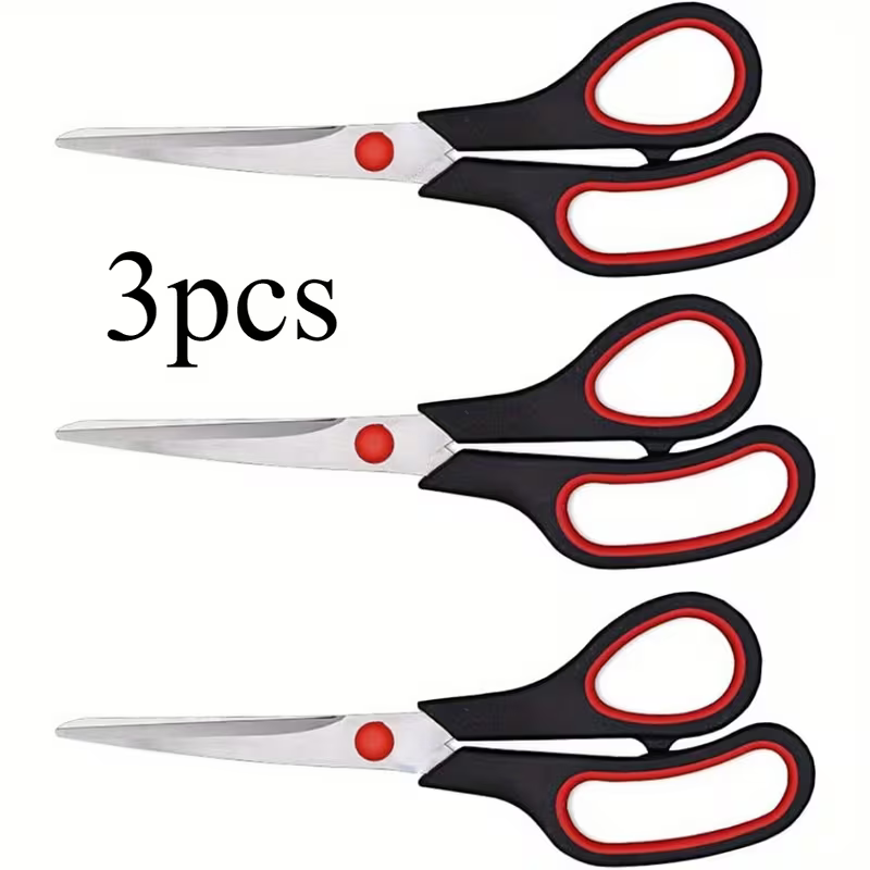 3pcs Stainless Steel Multipurpose Scissors, 21.59 cm Ultra Sharp Shears with Comfort Grip Handles for Household, Office, and Crafts