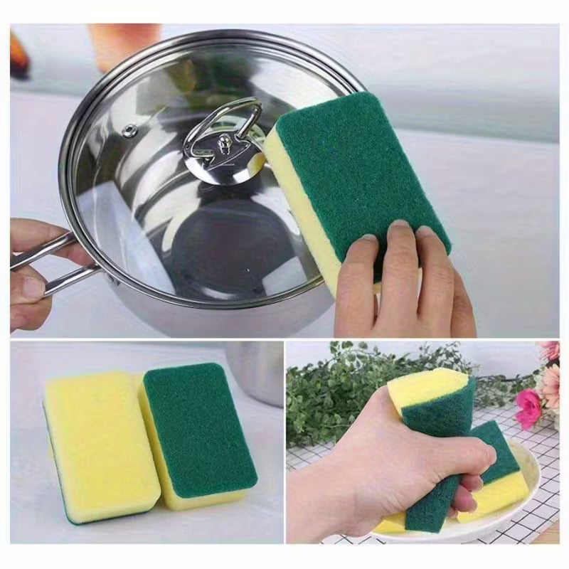 50pcs Square Multi-Purpose Kitchen Sponges - High Absorbency, Rust & Oil Removal, Double-Layer Design, Suitable for Dishes, Cookware, and Furniture