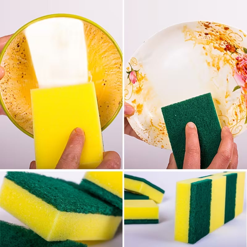 50pcs Square Multi-Purpose Kitchen Sponges - High Absorbency, Rust & Oil Removal, Double-Layer Design, Suitable for Dishes, Cookware, and Furniture
