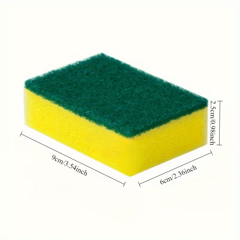 50pcs Square Multi-Purpose Kitchen Sponges - High Absorbency, Rust & Oil Removal, Double-Layer Design, Suitable for Dishes, Cookware, and Furniture