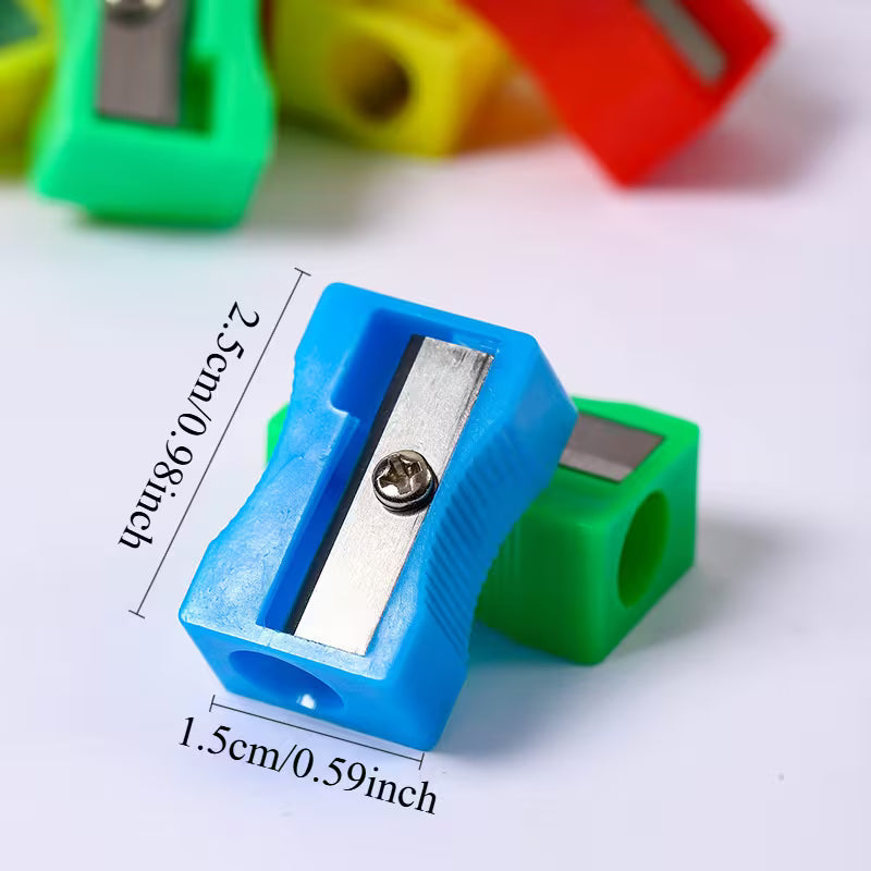 50pcs Colorful Manual Pencil Sharpeners - Single Hole, Rectangular Plastic Design in Assorted Colors, Ideal for School and Office Use
