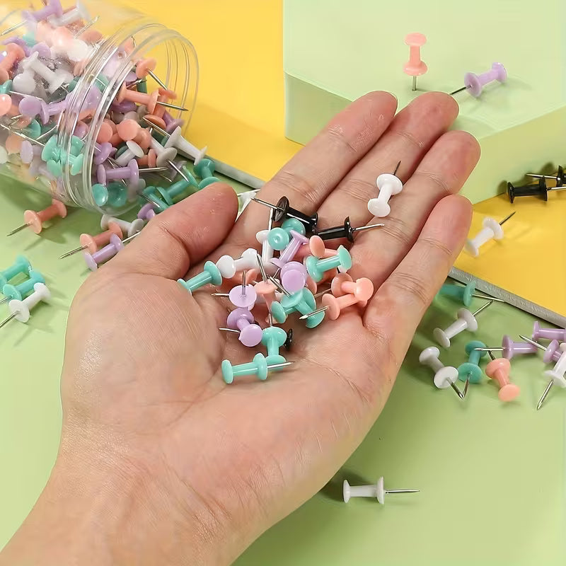 50pcs Macaron Tack Pins, Suitable for Thumb Nails on Bulletin Boards, Also Ideal for Softwood Wall Hanging Decorations; These Colorful Tacks Are Designed for Office