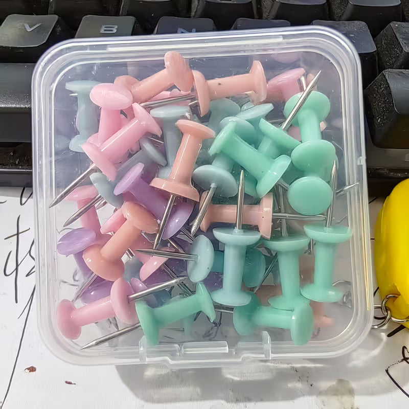50pcs Macaron Tack Pins, Suitable for Thumb Nails on Bulletin Boards, Also Ideal for Softwood Wall Hanging Decorations; These Colorful Tacks Are Designed for Office