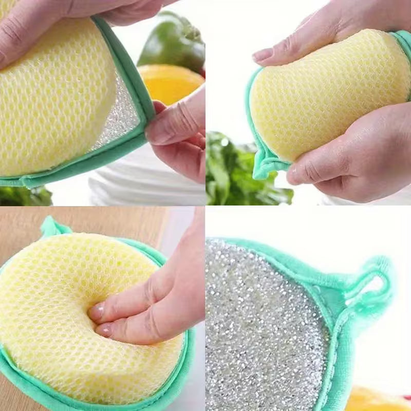 Multi-Purpose Kitchen Cleaning Sponges and Scrubbers | Durable, Washable Lime Green Polyester Dishcloths with Beige Textured Surface for Sinks, Stovetops, Pots and More - Versatile Cleaning Tool for Bedroom/Kitchen/Living Room