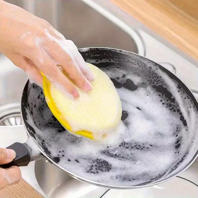 Multi-Purpose Kitchen Cleaning Sponges and Scrubbers | Durable, Washable Lime Green Polyester Dishcloths with Beige Textured Surface for Sinks, Stovetops, Pots and More - Versatile Cleaning Tool for Bedroom/Kitchen/Living Room