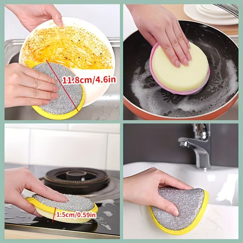 Multi-Purpose Kitchen Cleaning Sponges and Scrubbers | Durable, Washable Lime Green Polyester Dishcloths with Beige Textured Surface for Sinks, Stovetops, Pots and More - Versatile Cleaning Tool for Bedroom/Kitchen/Living Room