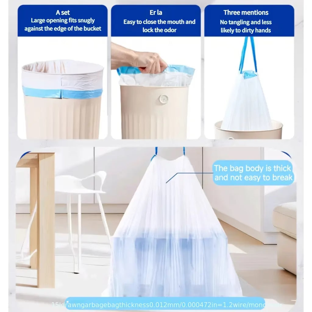 5 Rolls/100 Thickened Leak-Proof And Odor-Proof Trash Bags, 13 Gallon Kitchen Trash Bags, with Drawstring Closure - Thickened, Tear-Resistant, (10-15L) Trash Bags