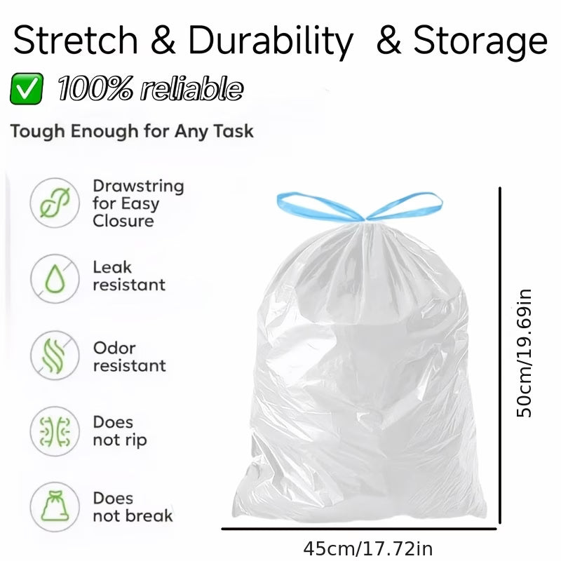 5 Rolls/100 Thickened Leak-Proof And Odor-Proof Trash Bags, 13 Gallon Kitchen Trash Bags, with Drawstring Closure - Thickened, Tear-Resistant, (10-15L) Trash Bags