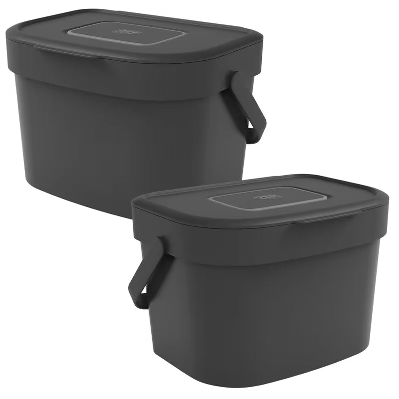 6 Litre Black Kitchen Compost Caddy Bin