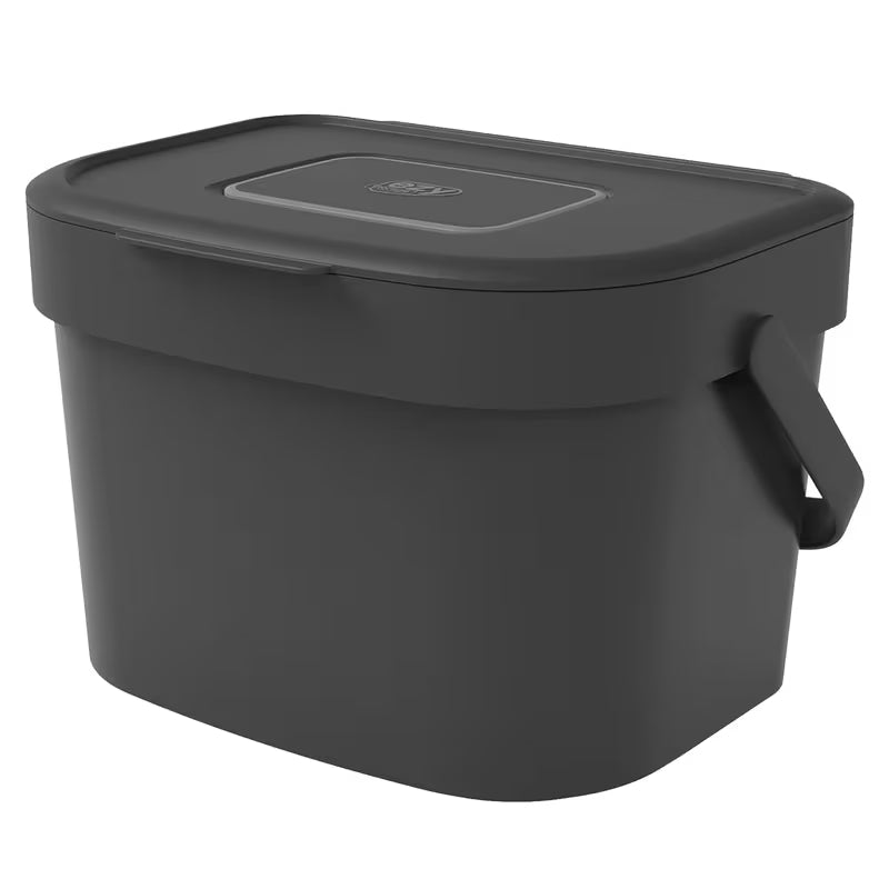 6 Litre Black Kitchen Compost Caddy Bin