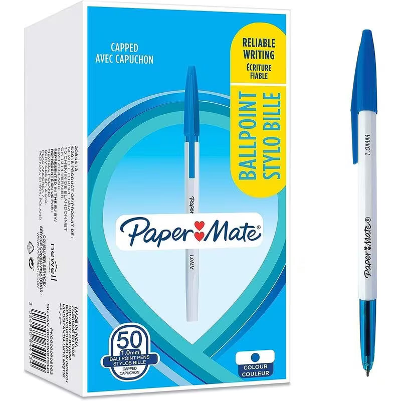 Ballpoint Pens Blue x50 Set Box 1.0mm Medium Point Tip Nib School Work