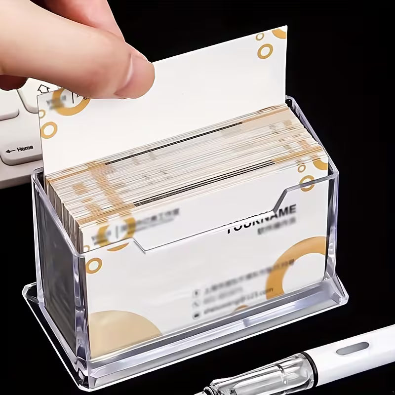 Transparent Business Card Holder, Desktop Organizer Acrylic Display Stand Box, Office Essential Supplies- Bead Storage