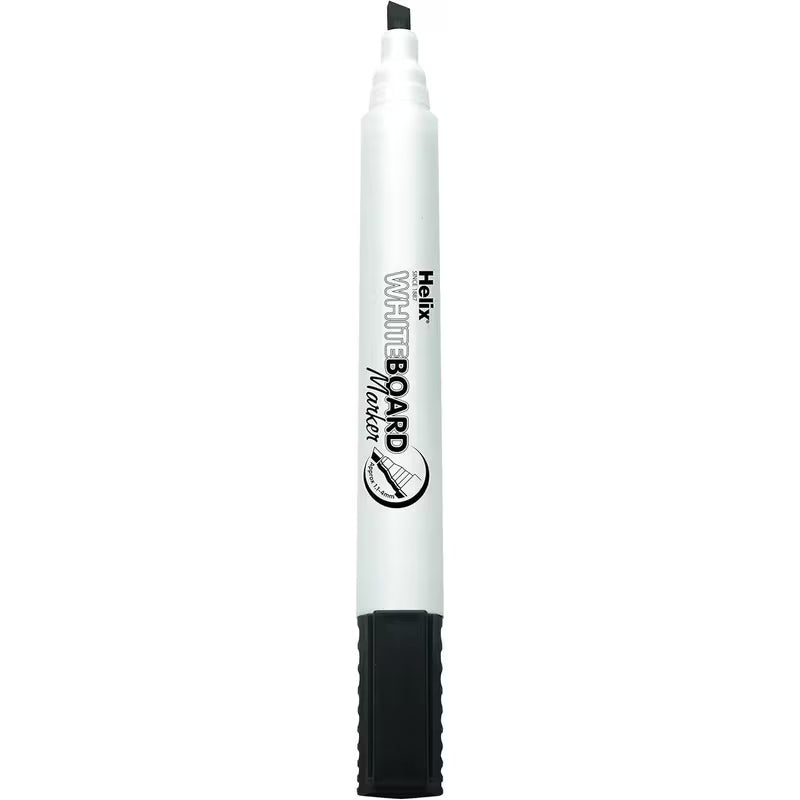 Helix Whiteboard Chisel Marker Pens | Black | Pack of 12