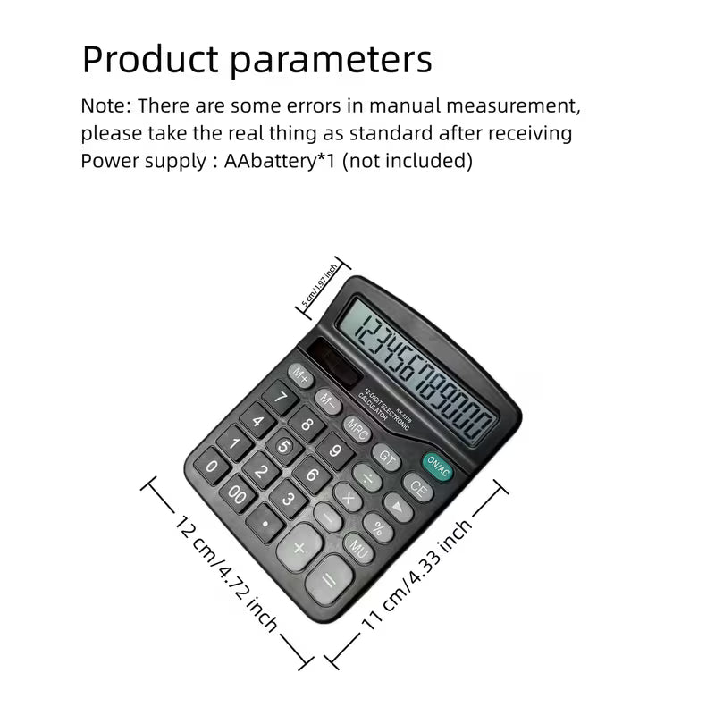 Large Desktop Calculator, Comfortable Touch, Large Buttons, 12-Digit Display, Solar/Battery Dual Power Supply, Large Display Screen, Suitable for Office, Shopping Mall And Home Use. School Calculator, Mini Calculator, School Calculator