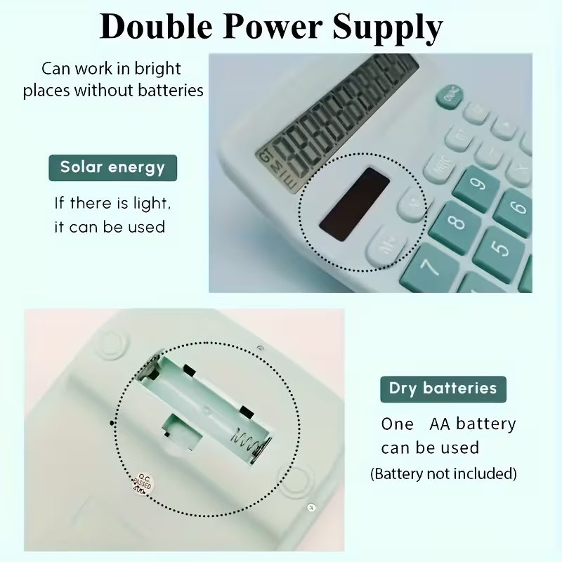 Large Desktop Calculator, Comfortable Touch, Large Buttons, 12-Digit Display, Solar/Battery Dual Power Supply, Large Display Screen, Suitable for Office, Shopping Mall And Home Use. School Calculator, Mini Calculator, School Calculator