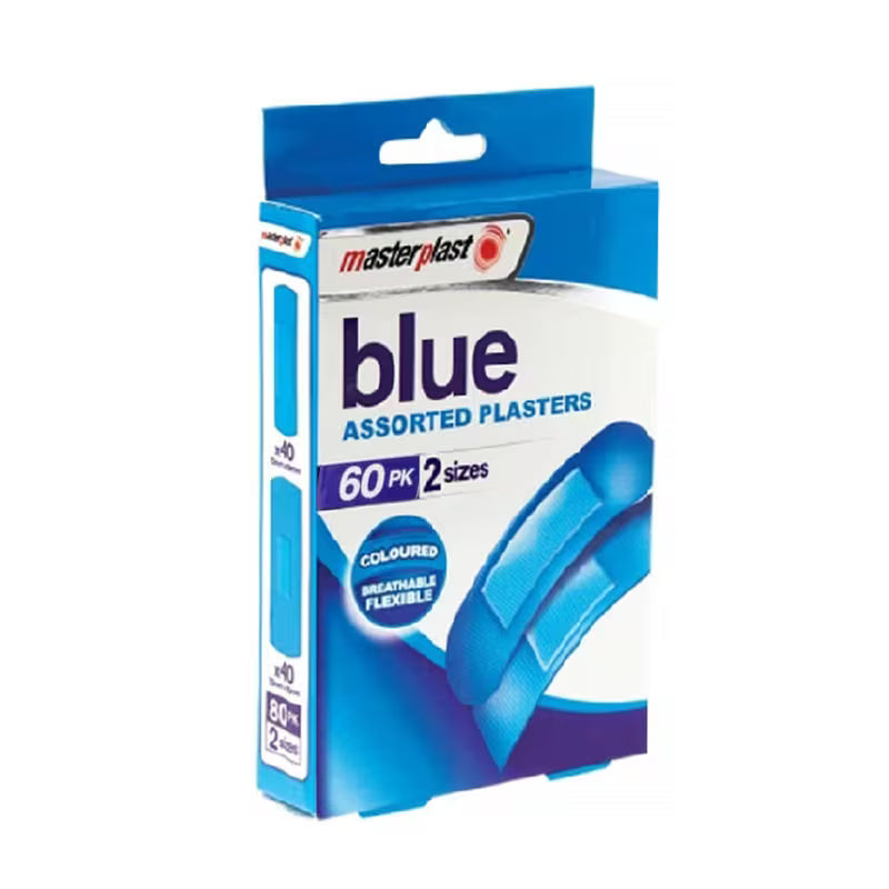 MasterPlast Blue Assorted Plasters 60 Pack – Waterproof