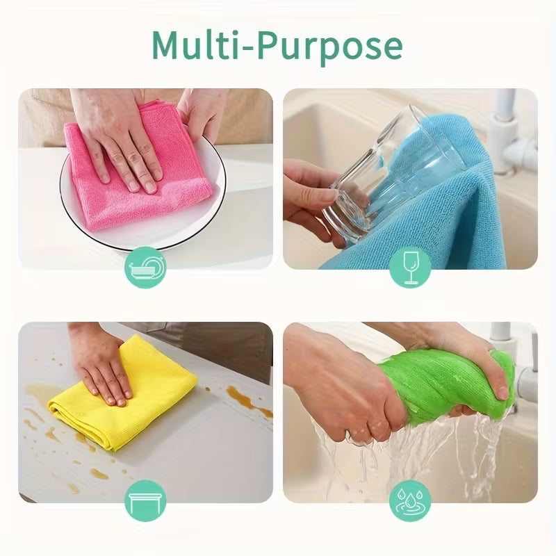 12 High-Quality Microfiber Cleaning Cloths - Super Absorbent And Quick-Drying, Leaving No Marks Or Stains, Suitable for Kitchens, Bathrooms, Cars, And Furniture - Durable And Reusable Towels, Multifunctional Cleaning Tools, Modern Design