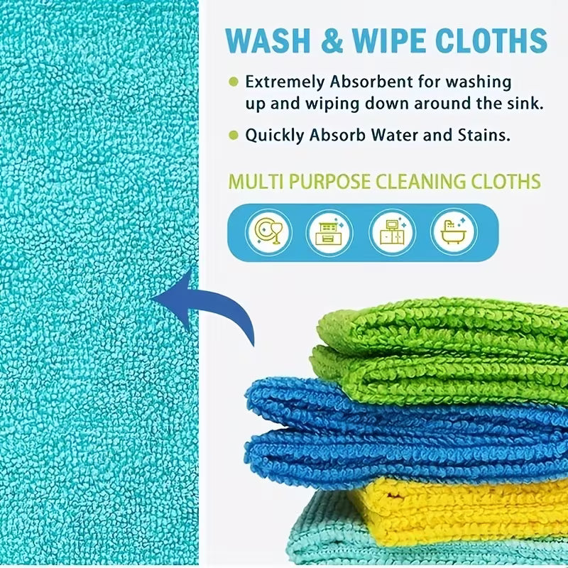 12 High-Quality Microfiber Cleaning Cloths - Super Absorbent And Quick-Drying, Leaving No Marks Or Stains, Suitable for Kitchens, Bathrooms, Cars, And Furniture - Durable And Reusable Towels, Multifunctional Cleaning Tools, Modern Design