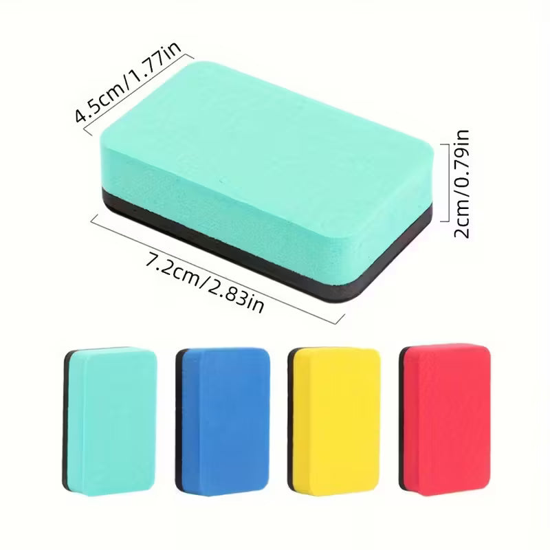 4pcs EVA Plain Color Rectangular Adsorbable Whiteboard Eraser Rectangular Eraser Magnetic Felt Cloth Whiteboard Eraser Teacher Office Tactical Board Whiteboard Eraser