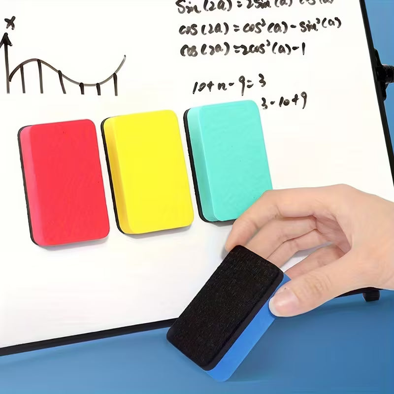 4pcs EVA Plain Color Rectangular Adsorbable Whiteboard Eraser Rectangular Eraser Magnetic Felt Cloth Whiteboard Eraser Teacher Office Tactical Board Whiteboard Eraser