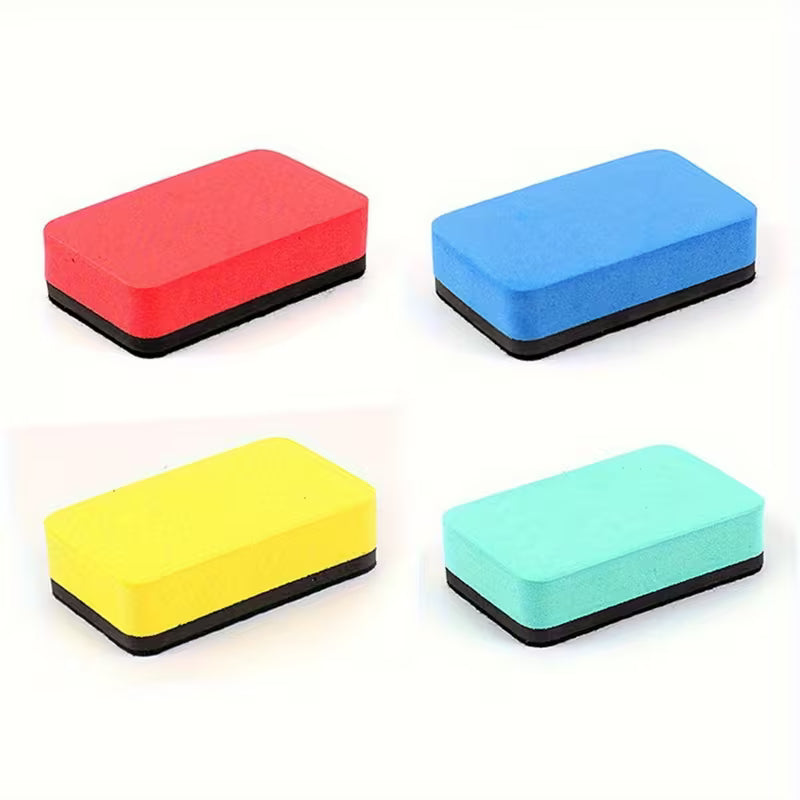 4pcs EVA Plain Color Rectangular Adsorbable Whiteboard Eraser Rectangular Eraser Magnetic Felt Cloth Whiteboard Eraser Teacher Office Tactical Board Whiteboard Eraser