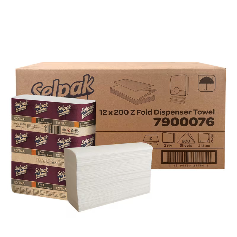 Selpak Professional Z Fold Paper Towels, 2ply Paper Hand Towels (Total 2400 sheets)