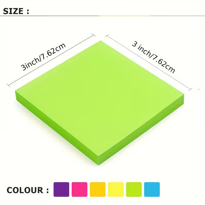 Set of 6 (180 Sheets) Sticky Notes Measuring 7.62X7.62 cm, Featuring Vibrant Colors And Self-Adhesive Pads, Perfect for Use at Home, in The Office, Or in Notebooks, with 30 Sheets Per Pad