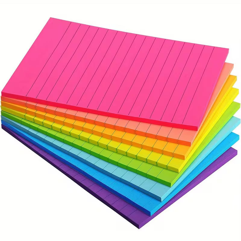 360 Sheets/Set of Colorful Lined Sticky Notes, 4X6 Sticky Notes, Self-Adhesive Notepad with Lines, 8 Bright Colors, 45 Sheets/Book, Back to School, Office And Study Supplies, School, Memo, Attractive School Supplies