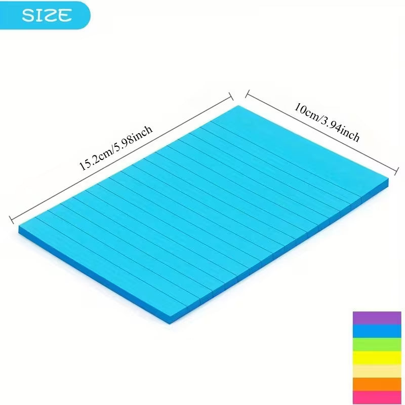 360 Sheets/Set of Colorful Lined Sticky Notes, 4X6 Sticky Notes, Self-Adhesive Notepad with Lines, 8 Bright Colors, 45 Sheets/Book, Back to School, Office And Study Supplies, School, Memo, Attractive School Supplies